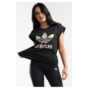 Adidas Black Jardim Agharta Loose Fit Large Trefoil Short Sleeve T Shirt Size S